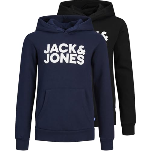 Jack & Jones Kapuzenpullover Jungen,Black/Pack:w Navy Large,164 von JACK & JONES