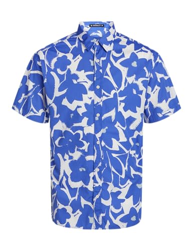 JACK & JONES JUNIOR Jungen JORJOSHUA Aruba AOP Shirt SS JNR Kurzarmhemd 12255680,Dazzling Blue/AOP:Abstract,140 von JACK&JONES JUNIOR