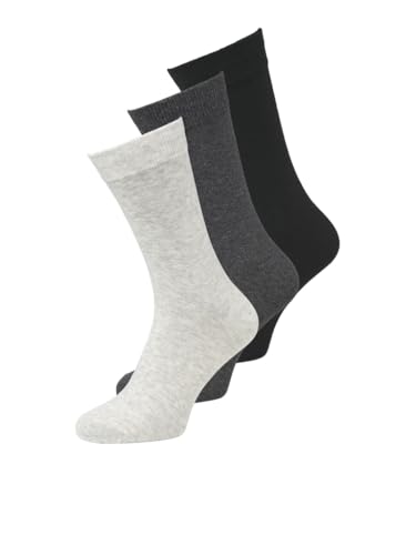 JACK&JONES PLUS Herren JACRAFAEL 3 Pack NOOS PLS Socken, Black/Pack:Dark Grey Melange-Light Grey Melange, 43-46 Größen (3er Pack) von JACK&JONES PLUS
