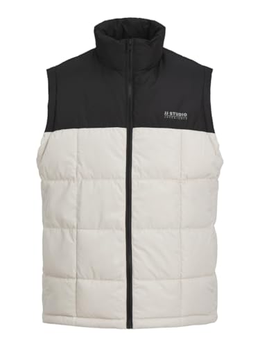 JACK&JONES PLUS Herren JJBEN Square Bodywarmer PLS Steppweste, Moonbeam/Detail:Blocking, 4XL von JACK&JONES PLUS