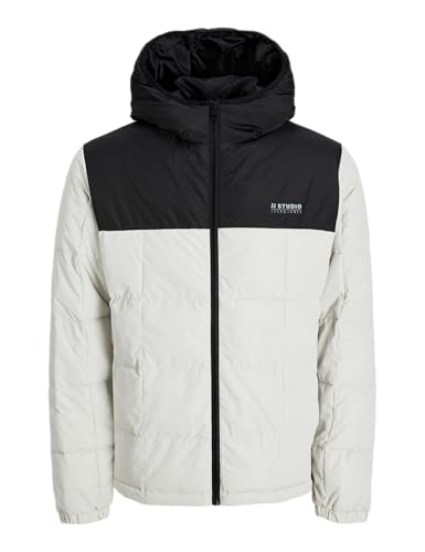 JACK&JONES PLUS Herren JJBEN Square Hood Jacket PLS Jacke, Moonbeam/Detail:Blocking, 4XL von JACK&JONES PLUS