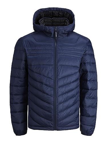 JACK&JONES PLUS Herren JJEHERO Puffer Hood PS SN Jacke, Navy Blazer/Detail:Print, 4XL von JACK & JONES