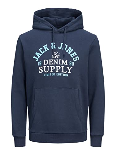 JACK&JONES PLUS Herren JJELOGO Sweat Hood 2 COL 22/23 NOOS PS Kapuzenpullover, Dark Navy, 3XL von JACK&JONES PLUS