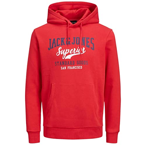 JACK&JONES PLUS Herren JJELOGO Sweat Hood 2 COL 22/23 NOOS PS Kapuzenpullover, True Red, 5XL von JACK & JONES