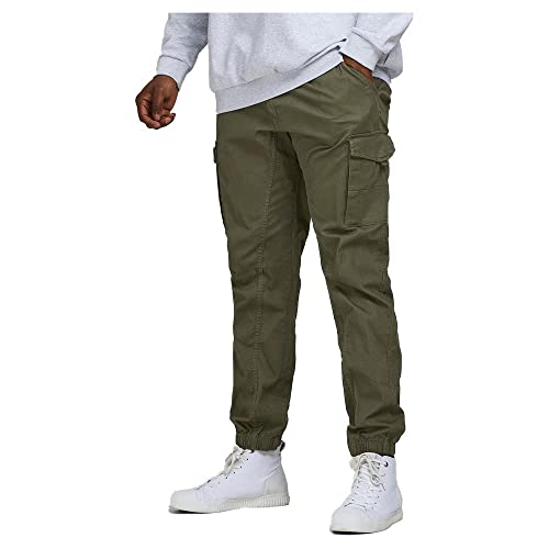 JACK & JONES Herren Cargo Hose JPSTPAUL JJFLAKE Plussize -Slim Fit - Olive Night, Größe:42W / 30L, Farbvariante:Olive Night 12152279 von JACK & JONES