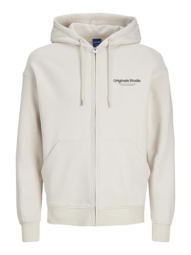 Jack & Jones Herren Jorvesterbro Sweat Zip Hood Noos Pls, Moonbeam,5XL Große Größen von JACK & JONES