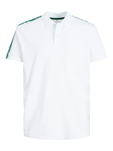 JACK & JONES PLUS Herren Jcospirit Tape Polo Ss Pls Poloshirt, White, 5XL von JACK & JONES PLUS