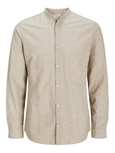 JACK&JONES PLUS Herren Jjebreeze Band Shirt Sn Pls Langarmhemd, Crockery, 4XL Große Größen EU von JACK&JONES PLUS