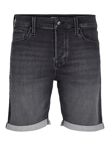 JACK&JONES PLUS Herren Jjirick Jjicon I.k. Sq 062 Sn Pls Jeansshorts, Black Denim, 42 EU von JACK&JONES PLUS