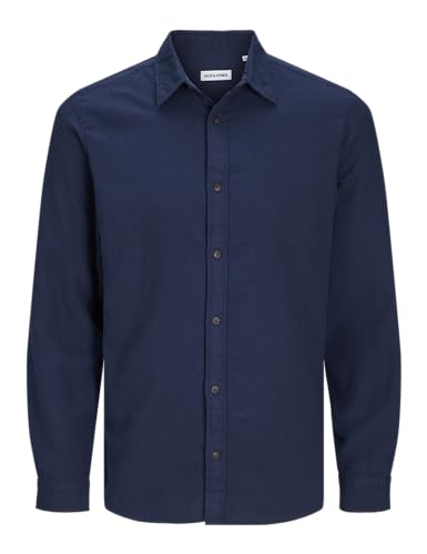 JACK&JONES PLUS Herren Jjjoshua Fall Flannel Shirt Ls Pls Freizeithemd, Navy Blazer/Detail:solid, 6XL Große Größen EU von JACK&JONES PLUS