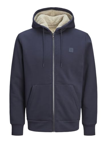 JACK&JONES PLUS Herren Jprblumason Teddy Sweat Zip Pls Sweatshirtjacke, Night Sky, 5XL Größen von JACK&JONES PLUS