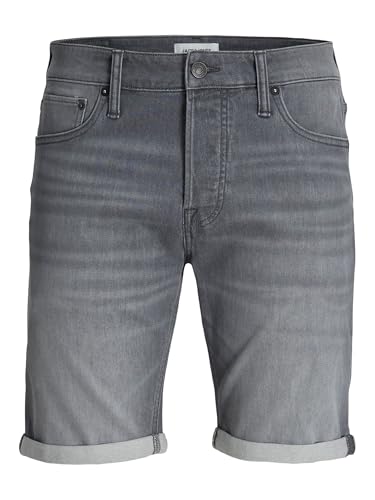 JACK&JONES PLUS Herren Jjirick Jjicon Ge 370 I.k Sn Pls Jeansshorts, Grey Denim, 44 EU von JACK&JONES PLUS