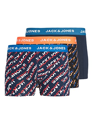 JACK & JONES PLUS Men's JACLOGO Trunks 3-Pack PLS Boxershorts, Navy Blazer/Detail:Navy Blazer-Black, 2XL von JACK & JONES PLUS