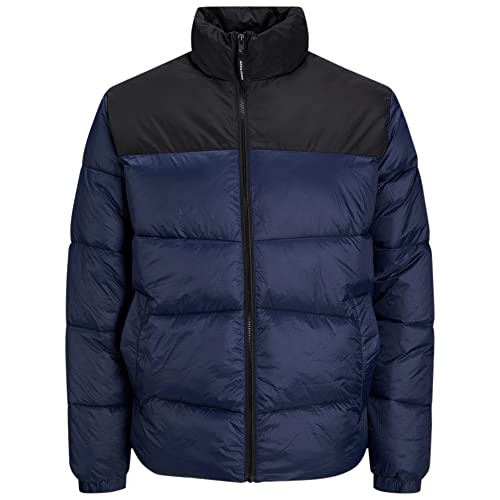 JACK&JONES PLUS Men's JJCHILI Puffer Collar PS Jacket, Navy Blazer/Detail:Blocking, 4XL von JACK & JONES