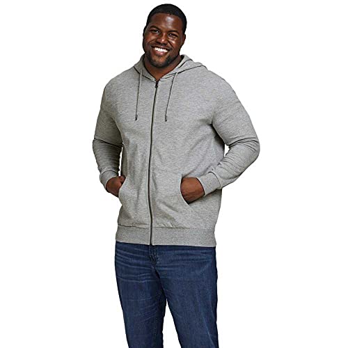 JACK & JONES Herren Hoodie Kapuzenpullover JJEBASIC Zip - Regular Fit Plussize, Größe:XXL, Farbe:Light Grey Melange 12182493 von JACK & JONES
