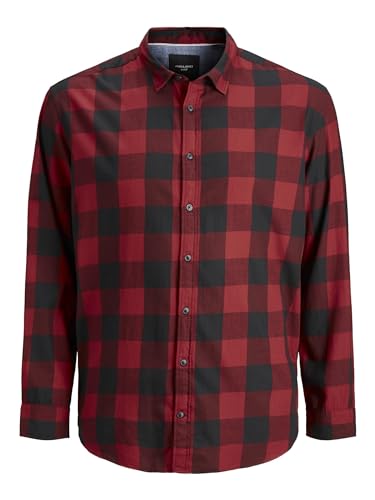 JACK & JONES Herren Plus JJEGINGHAM Twill L/S PS NOOS Shirt, Brick Red, 2XL von JACK & JONES