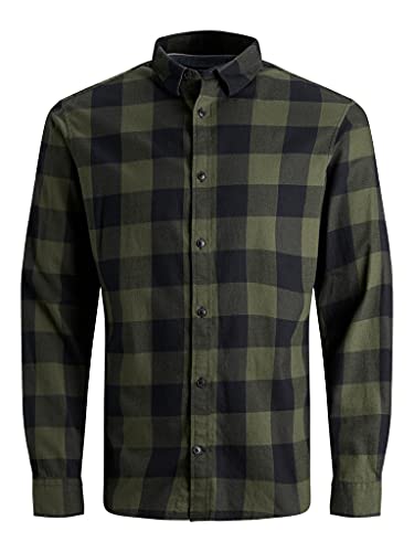 JACK & JONES Herren Plus JJEGINGHAM Twill L/S PS NOOS Shirt, Dusty Olive, 2XL von JACK & JONES