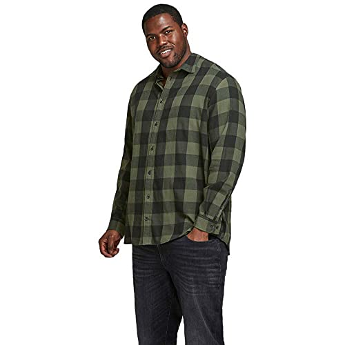 JACK & JONES Herren Freizeit Hemd JJEGINGHAM Comfort Plussize 2XL-8XL Kariert, Größe:7XL, Farbe:Dusty Olive 12183107 von JACK & JONES
