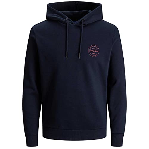 JACK&JONES PLUS Men's JJESHARK Sweat Hood NOOS PS Sweatshirt, Navy Blazer/Print:Chili, 2XL von JACK&JONES PLUS