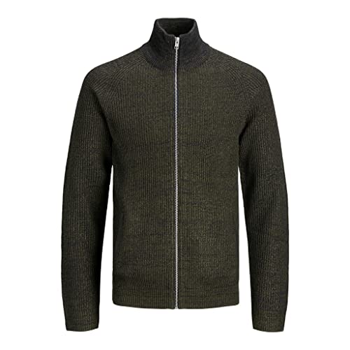 JACK&JONES PLUS Men's JJPANNEL Knit Zip Cardigan PS Strickjacke, Black, 4XL von JACK&JONES PLUS