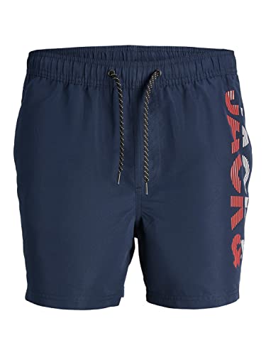 JACK & JONES PLUS Men's JPSTFIJI JJSWIM SPLICELOGO LY SN PS Badeshorts, Navy Blazer, 44 von JACK & JONES