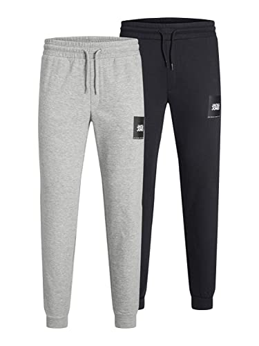 JACK&JONES PLUS Men's JPSTGORDON JJILOCK Sweat PA IN 2PK MP PS Jogginghose, Black/Pack:LGM, 40/32 von JACK&JONES PLUS