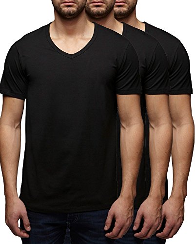 3er Pack Jack & Jones V-Neck Basic T-Shirt Weiß Schwarz Grau Blau oder Farbmischung von JACK & JONES