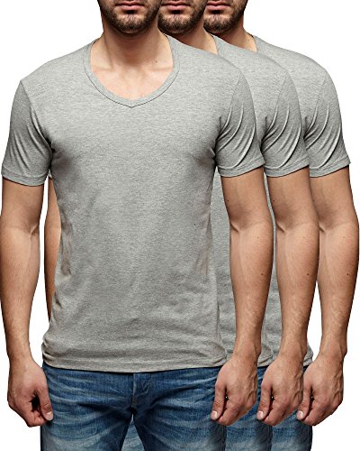 3er Pack Jack & Jones V-Neck Basic T-Shirt Weiß Schwarz Grau Blau oder Farbmischung von JACK & JONES