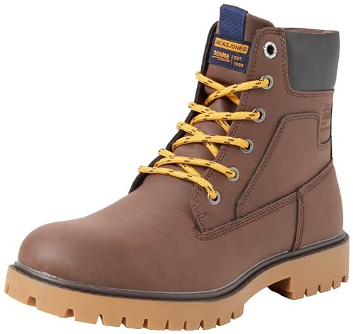 JACK & JONES A/S Herren JFWFINIUS Nubuck Boot PU Schnürstiefelette, Java, 43 EU von JACK & JONES