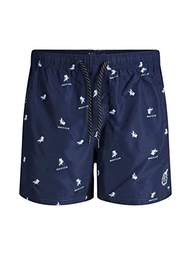 Herren JACK& JONES Kurze Badeshorts | Bermuda Hose Urlaub Schwimm Pants | Beach Print Design JJSWIM, Farben:Navy, Größe Hosen:XS von JACK & JONES