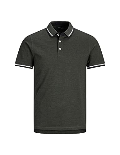 Herren Jack & Jones + Fit Polo Shirt JJEPAULOS Uni Sommer Hemd Kurz Arm Pique Cotton Big Size, Farben:Navy, Größe:XXL von JACK & JONES