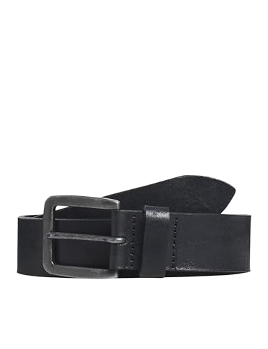Herren Jack & Jones Basic Ledergürtel JACVICTOR Leather Belt Metallstiftschnalle, Farben:Schwarz, Größe Gürtel:80 von JACK & JONES