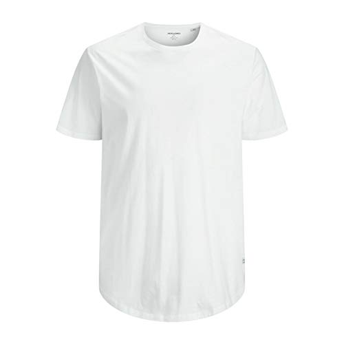 JACK & JONES Herren Rundhals T-Shirt JJENOA - Regular Fit Plussize XXL-8XL, Größe:XXL, Farbe:White 12184933 von JACK & JONES