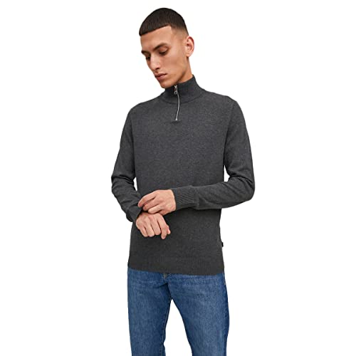 JACK & JONES Male Strickjacke mit Viertelreißverschluss Einfarbig Strickjacke mit Viertelreißverschluss von JACK & JONES