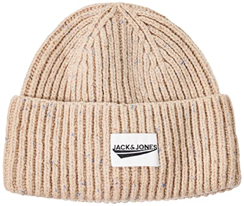 Herren Jack & Jones Gerippte Mütze | Winter Beanie Kopfbedeckung | Hipster Hat JACIVAR, Größen:One Size, Farben:Beige von JACK & JONES