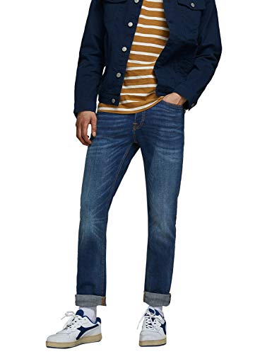 Herren Jack & Jones Jeans Tim Straight Legs Slim Fit Flat Front Tim ORIGINAL, Farben:Dunkelblau-2, Größe Jeans:32W / 34L von JACK & JONES