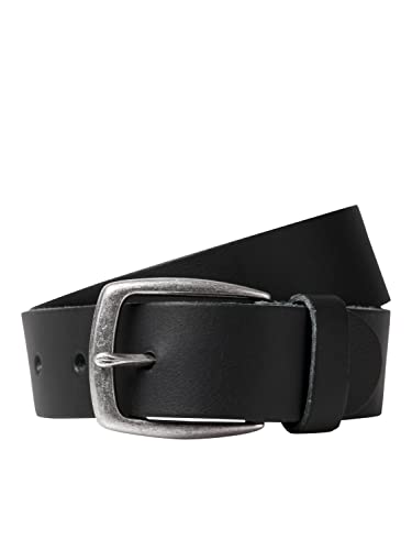 Herren Jack & Jones Ledergürtel JACMICHIGAN LTN Leather Belt Herrengürtel, Farben:Schwarz, Größe Gürtel:90 von JACK & JONES