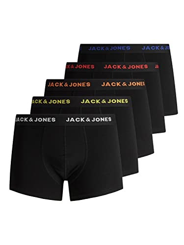 Herren Jack & Jones Set 5er Pack Trunks Boxershorts Stretch Unterhose Basic Jersey Unterwäsche, Farben:Schwarz-2, Größe:M von JACK & JONES