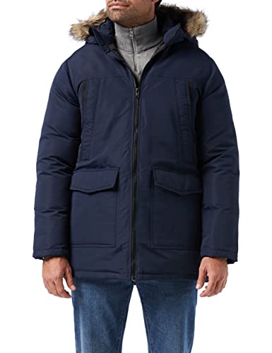 Herren Jack & Jones Warm Gefütterte Winter Jacke | Parka Blouson | mit Kunstfell Kapuze JJECRAFT, Farben:Navy, Größe Jacken:L von JACK & JONES