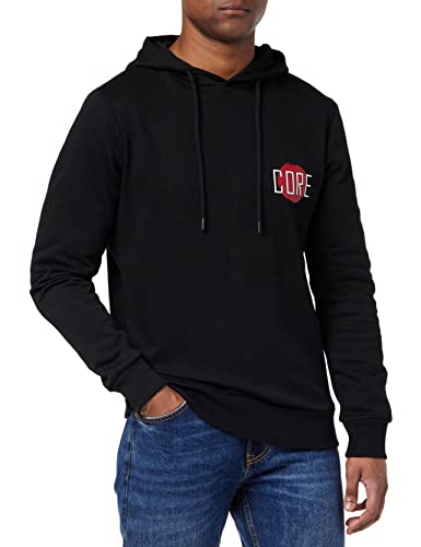 Herren Jack & Jones Warmer Basic Hoodie | Logo Sweater Pullover | Kapuzen Sweatshirt JCOSTREET, Farben:Schwarz-2, Größe Pullover:M von JACK & JONES