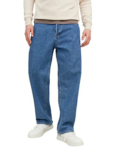 Herren Jack & Jones Wide Leg Jeans Loose Fit Relaxed Denim 90´s Vintage Baggy Style JJIALEX, Farben:Blau, Größe Jeans:30W / 30L, Z-Länge:L30 von JACK & JONES