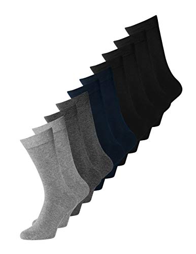 JACK & JONES 10-er Set Socken Schwarz Dunkelblau Grau Mix Größe 41-46 von JACK & JONES