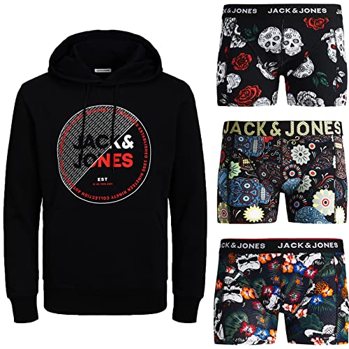 JACK & JONES " 2er / 3er / 4er Pack Größe M Kapuzenpullover T-Shirt Hoodie Sweat Trunk Boxer Short Herren Male Teenager Kinder Medium (M, Paket #01) von JACK & JONES