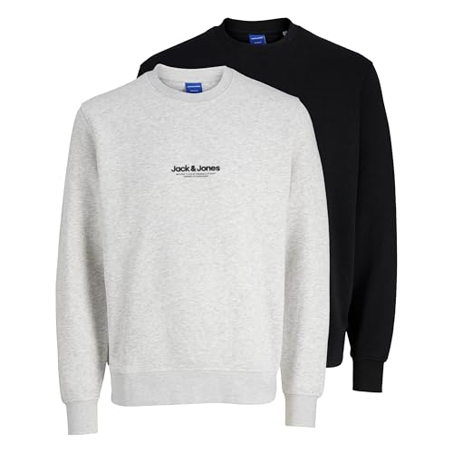 JACK & JONES Pullover Herren 2er-Pack – Sweatshirt aus Baumwollmix, Klassischer Pullover für Herren mit Rundhals, Weich & Pflegeleicht, Sweatshirts für Alltag & Freizeit von JACK & JONES