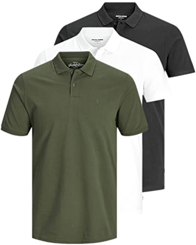 JACK & JONES 3er Pack Basic Poloshirt Herren (3er Pack Mix 2 (Black/White/Olive, S)) von JACK & JONES