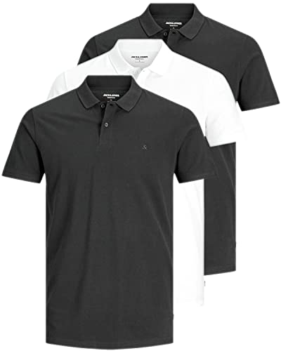 JACK & JONES 3er Pack Basic Poloshirt Herren (3er Pack Mix 3 (Black/White/Black, L)) von JACK & JONES