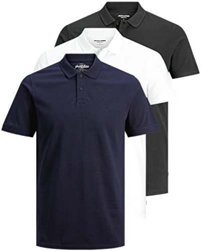 JACK & JONES 3er Pack Basic Poloshirt Herren (3er Pack Mix 5 (Black/White/Navy, XXL)) von JACK & JONES