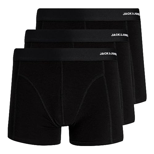 JACK & JONES 3er Pack Herren Unterhosen Shorts Boxershorts Bamboo Trunks, Farbe:Schwarz, Größe:S, Artikel:-Black/Black/Black von JACK & JONES