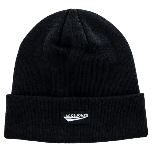 JACK & JONES Beanie Herren, schwarz, Unisex, Strickmütze Herren aus Acryl und Polyester von JACK & JONES