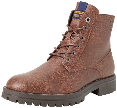 Jack & Jones Bestseller A/S Herren JFWBERNIE Boot PU Schnürstiefelette, Cognac, 46 EU von JACK & JONES